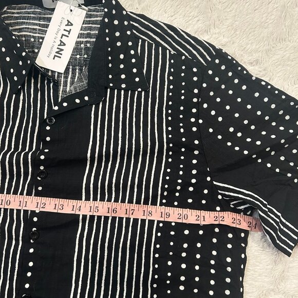 NWT Vatpave - Cotton Blend Stripes & Dots Casual Short Sleeved Button Down Shirt - Picture 3 of 8